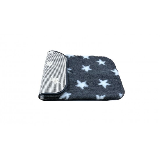 Non Slip Vet Bedding - BINDED - Charcoal with White Stars