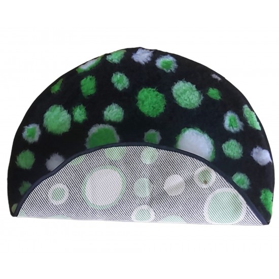 PnH Veterinary Bedding ® - BINDED CIRCLE - NON SLIP - Black with Green Circles