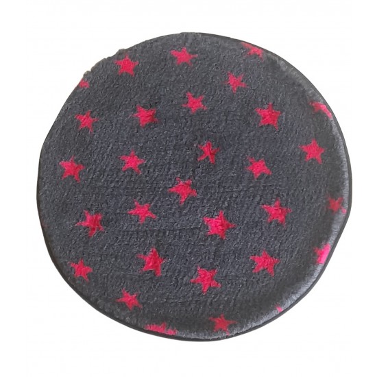 PnH Veterinary Bedding ® - BINDED CIRCLE - NON SLIP - Charcoal with Pink Stars