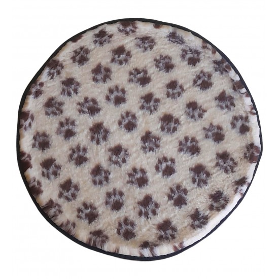 PnH Veterinary Bedding ® - BINDED CIRCLE - NON SLIP - Cream with Brown Paws