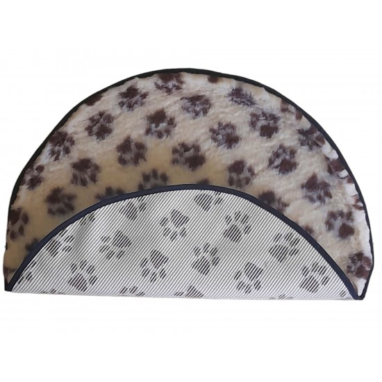 PnH Veterinary Bedding ® - BINDED CIRCLE - NON SLIP - Cream with Brown Paws