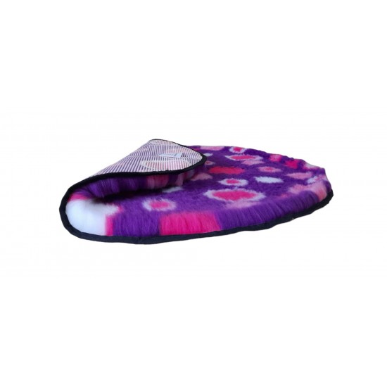 PnH Veterinary Bedding ® - BINDED CIRCLE - NON SLIP - Purple with Pink Circles