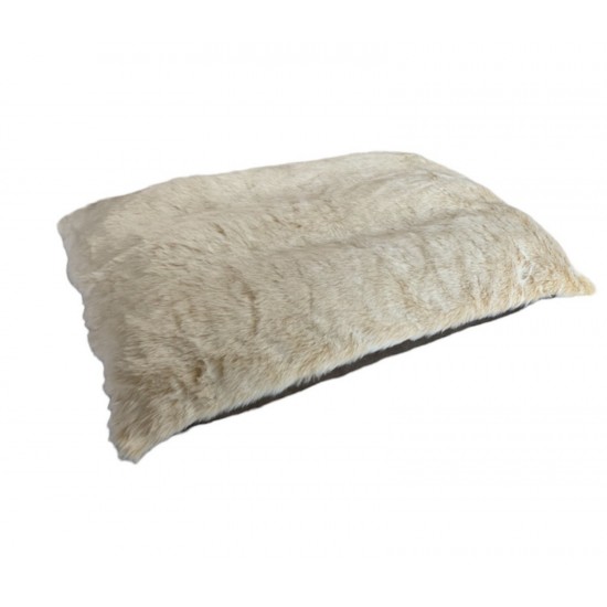 Luxury Faux Fur Cushion Dog Bed - Cream Fox