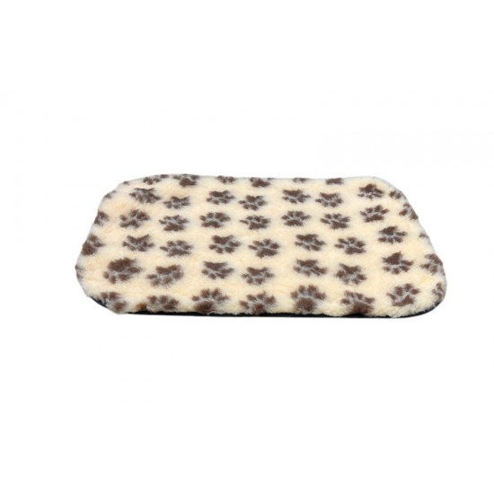 Non Slip Vet Bedding - BINDED - Cream with Brown Paws