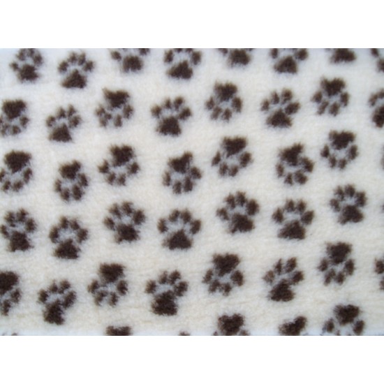 PnH Veterinary Bedding - NON SLIP - RECTANGLE - Cream with Brown Paws