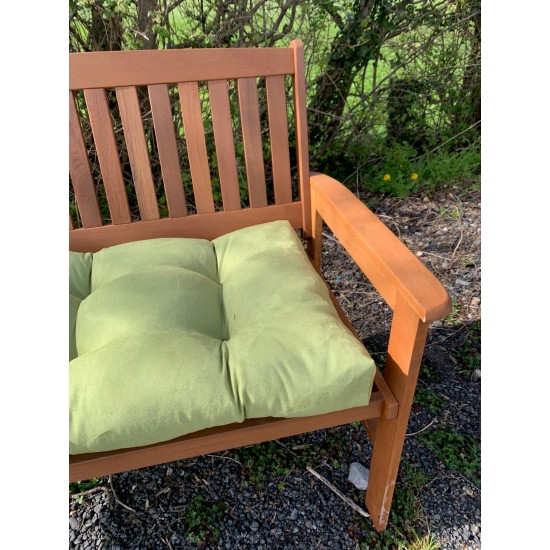 Blown Fibre Garden Bench Cushion - Apple Green Faux Suede