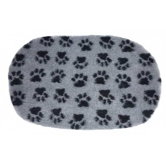 PnH Veterinary Bedding - NON SLIP - OVAL - Grey with Black Paws