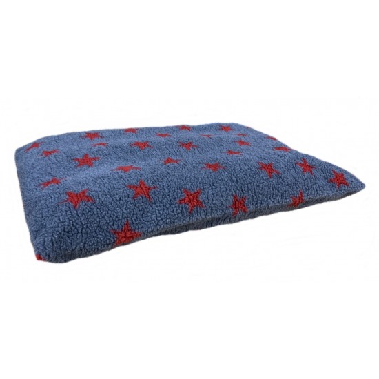 Grey with Red Stars - Sherpa Fleece Dog Bed Cushion