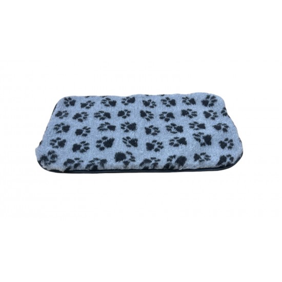 Non Slip Vet Bedding - BINDED - Grey with Black Paws