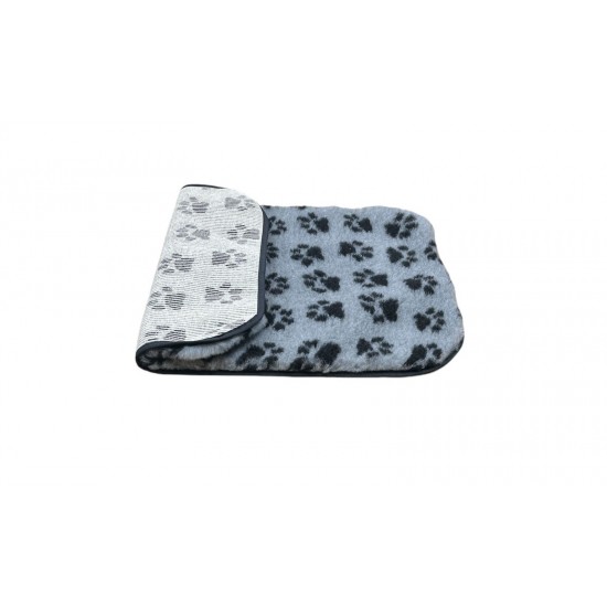 Non Slip Vet Bedding - BINDED - Grey with Black Paws