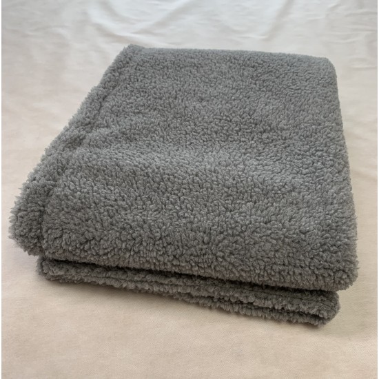 Grey Double Layered Sherpa Fleece Dog Blanket