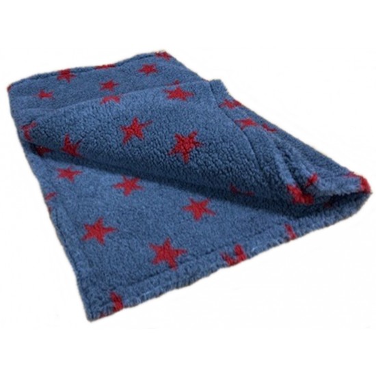 Grey with Red Stars - Double Layered Sherpa Fleece Dog Blanket 