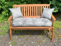 Blown Fibre Garden Bench Cushion - Grey Faux Suede