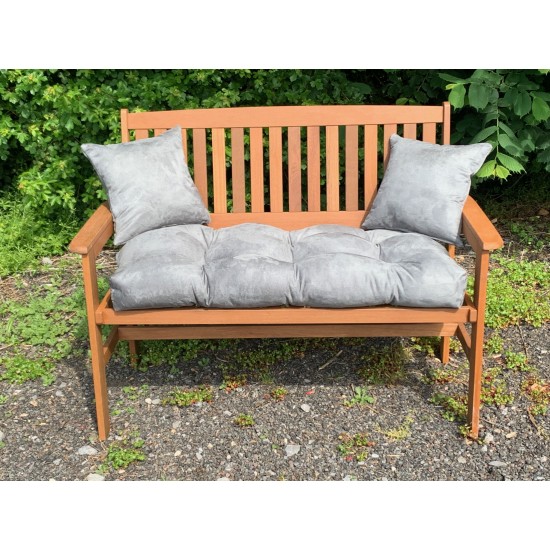 Blown Fibre Garden Bench Cushion - Grey Faux Suede