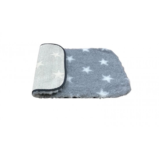 Non Slip Vet Bedding - BINDED - Grey with White Stars