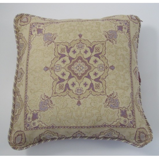 Mauve Patterned Cushion - 45cm x 45cm - COMPLETE WITH HOLLOW FIBRE INNER