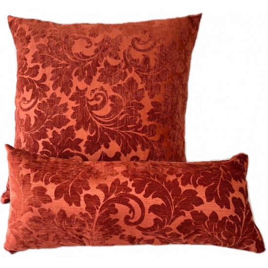 Cushion & Bolster Set - Orange Embossed