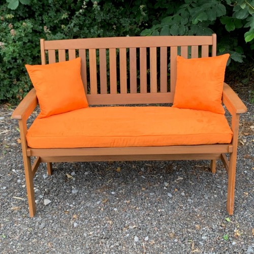 Garden Bench Cushion with Optional Sets Autumn Orange Faux Suede Option 3ft Bench Cushion