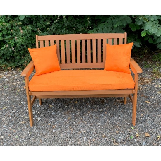 Garden Bench Cushion with Optional Sets - Autumn Orange Faux Suede