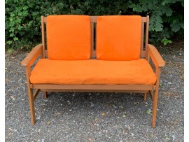 Garden Bench Cushion with Optional Sets - Autumn Orange Faux Suede