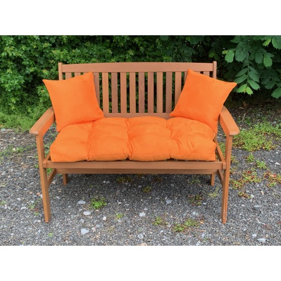 Blown Fibre Garden Bench Cushion - Autumn Orange Faux Suede