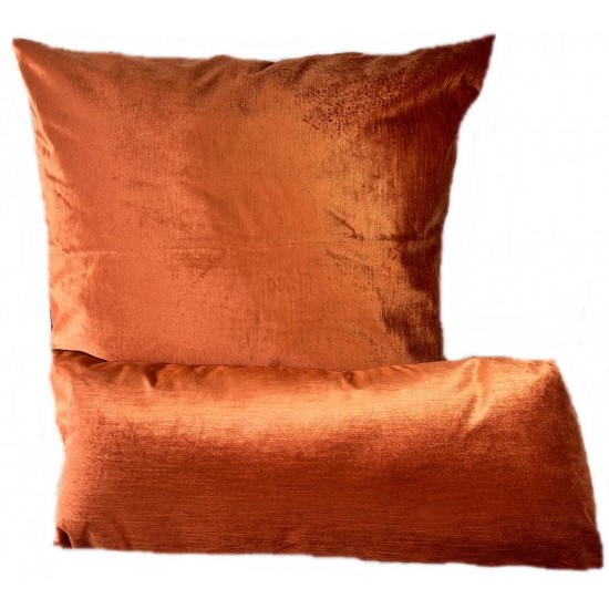 Cushion & Bolster Set - Orange Velour