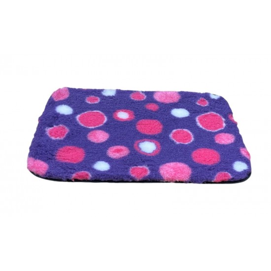 Non Slip Vet Bedding - BINDED - Purple with Pink Circles