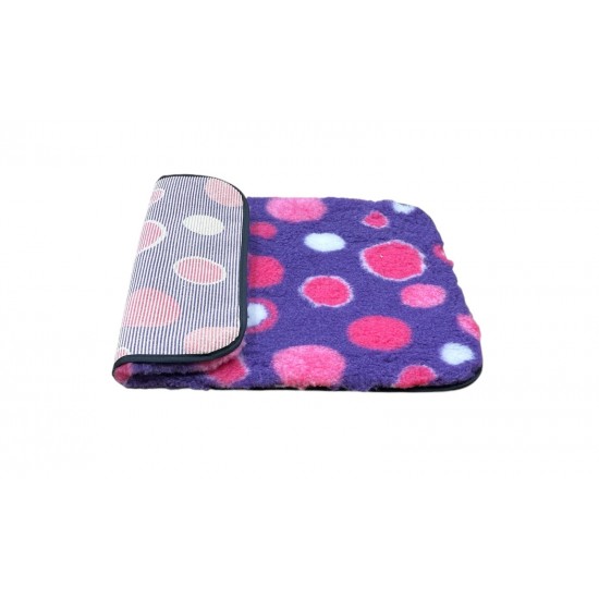 Non Slip Vet Bedding - BINDED - Purple with Pink Circles