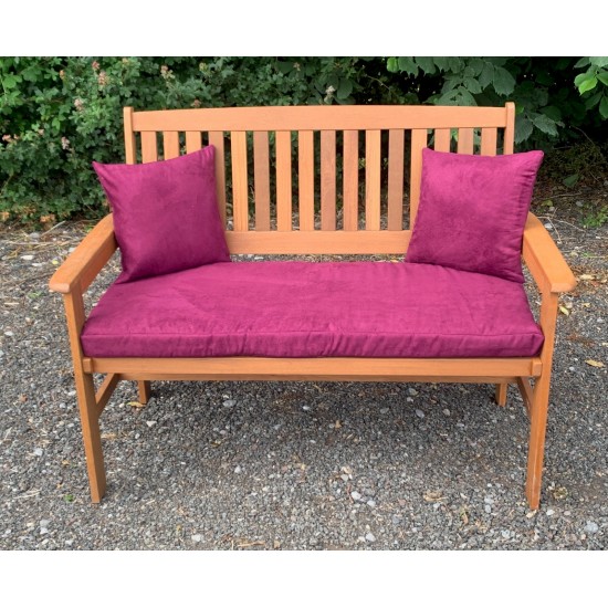 Garden Bench Cushion with Optional Sets - Aubergine Purple Faux Suede