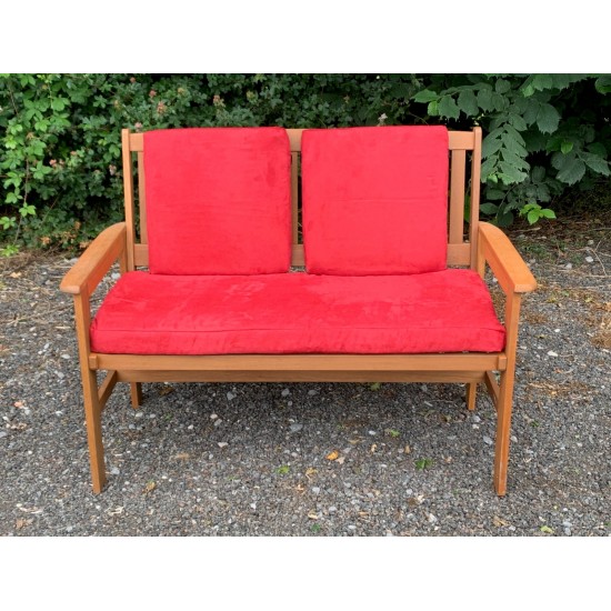 Garden Bench Cushion with Optional Sets - Crimson Red Faux Suede