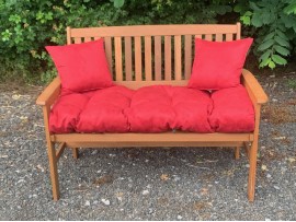 Blown Fibre Garden Bench Cushion - Crimson Red Faux Suede