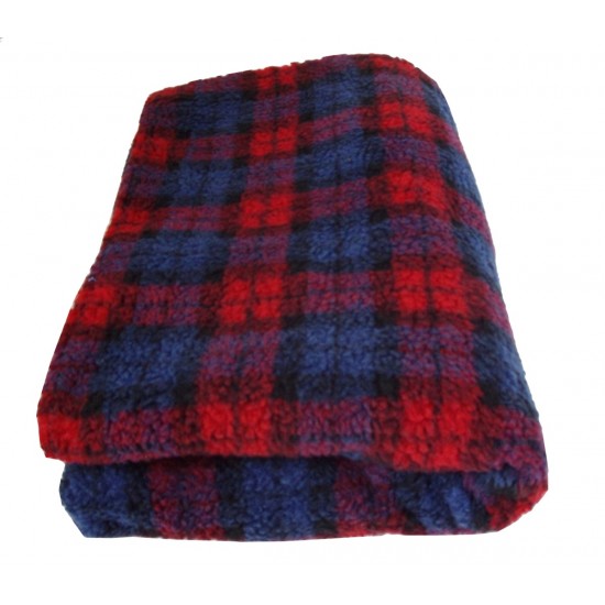 Deluxe Sherpa Fleece Lap Blanket - DOUBLE LAYERED - Red Tartan