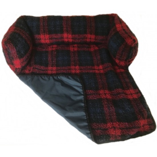 Sofa Dog Bed - Red Tartan with Waterproof Base