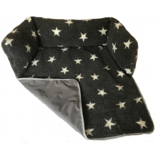 Sofa Dog Bed - Charcoal, White Stars with Waterproof Base