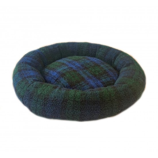 Donut Snuggle Bed - Anti Anxiety Calming Dog Bed - Blackwatch Tartan