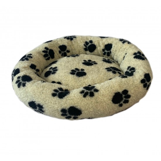 Donut Snuggle Bed - Anti Anxiety Calming Dog Bed - Cream Paws