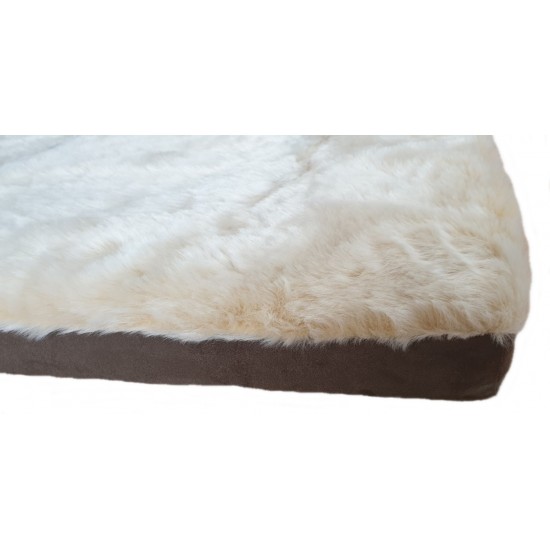 Luxury Faux Fur Orthopaedic Dog Bed - Cream 