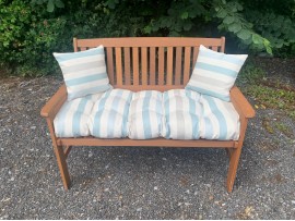 Blown Fibre Garden Bench Cushion -  Turquoise / Beige Stripe